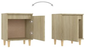 Mesa cabeceira pernas de madeira 40x30x50 cm carvalho sonoma