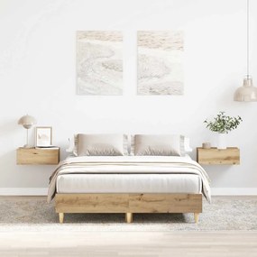 Estrutura de cama sem colchão 140x190 cm carvalho artesanal