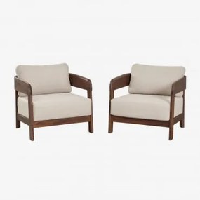 Pack De 2 Cadeirões De Jardim Em Madeira De Acácia Uleno Castanho-acácia Escuro - Sklum