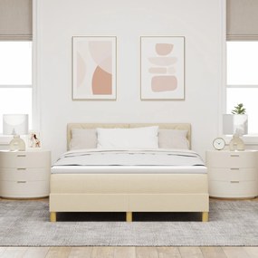 Cama Box Spring com Colchão Creme 140x190 cm Tecido