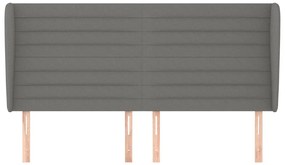 Cabeceira cama c/ abas tecido 203x23x118/128 cm cinzento-escuro