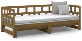 Estrutura sofá-cama de puxar 2x(90x200) cm pinho castanho-mel