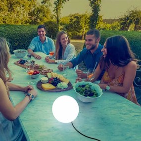 BOLA ILUMINADA BULY 20 CM COM LUZ LED BRANCO QUENTE COM CABO HOTEL, CASA, JARDIM, RESTAURANTE, BAR