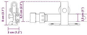 Kit para armário deslizante aço carbono 200 cm