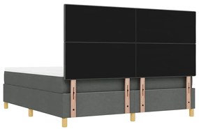 Cama Box Spring com Colchão e Banco Cinza Escuro 180x200 cm Tecido