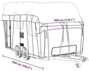 Caravan capa de telhado 500x300 cm tecido não tecido cinzento