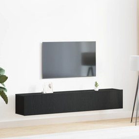 Conjunto de Armário para TV 2 Peças Preto em Madeira Técnica