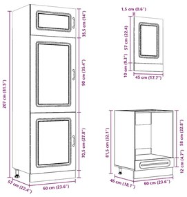 7 peças armário de cozinha conjunto Kalmar branco brilhante