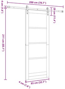 Porta Deslizante vidaXL com Conjunto de Hardware Branca 83x211 cm Made