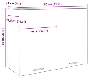 Armário suspenso “Lyon” 80x31x60 cm cinza cimento
