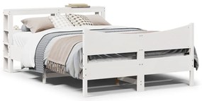 Estrutura cama c/ cabeceira 140x190 cm pinho maciço branco