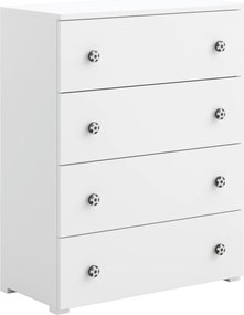 Cómoda Emily branca 102x80x40cm - puxadores em forma de bola de futebol