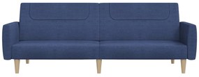 Sofá-cama de 2 lugares tecido azul