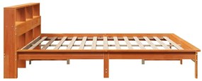 Cama sem colchão 200x200 cm pinho maciço castanho-mel