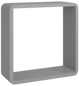 Prateleiras de parede em forma de cubo 3 pcs MDF cinzento
