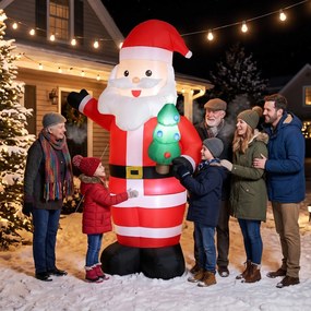 Pai Natal Insuflável para Exterior, 150 x 78 x 243 cm, Luzes LED Integradas, Vermelho