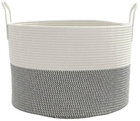 Cesto de arrumação Ø51x33 cm algodão cinzento e branco