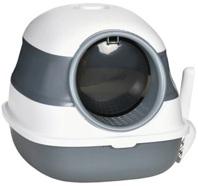 PawHut Caixa de Areia para Gatos Dobrável Caixa de Areia para Gatos Fechada com Pá 52x41x38 cm Branco e Cinza | Aosom Portugal