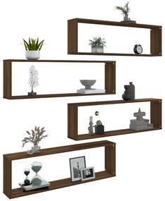 Prateleiras cubo 4 pcs derivados de madeira carvalho castanho