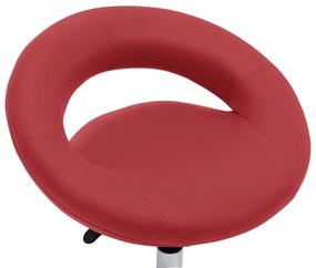 Cadeira de jantar giratória couro artificial vermelho tinto