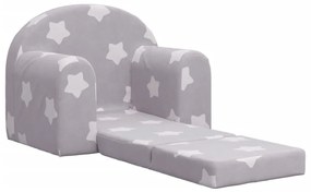Sofá-cama infantil c/ estrelas pelúcia macia cinzento-claro