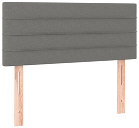 Cama box spring c/ colchão e LED 90x190 cm tecido cinza-escuro