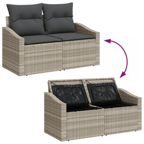 Conjunto de Jantar de Jardim com 5 Peças e Almofadas Cinza Claro em Ra