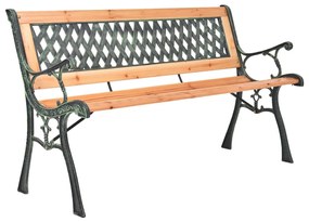 vidaXL Banco de jardim 116 cm ferro fundido e madeira de abeto maciça