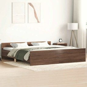 Estrutura cama+cabeceira/apoio pés 160x200 cm carvalho castanho