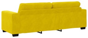 Conjunto de Sofá de 3 Peças com Almofadas de Veludo Amarelo