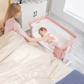 Berço infantil 3 em 1 com colchão 5 alturas ajustável 10° de inclinação 10° de bolsa lateral Berço de transporte portátil para bebés 86 x 63 x 81 cm R