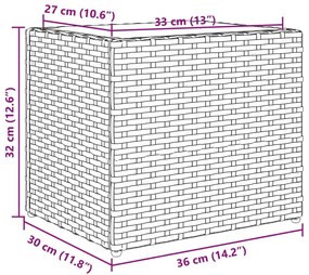 Vaso de jardim 36x30x32 cm vime PE castanho