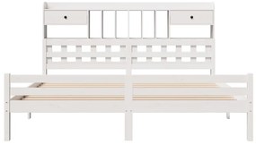 Cama com estante sem colchão 200x200 cm pinho maciço branco