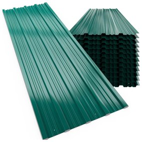 Conjunto de 12 telhas perfuradas 129 x 46 cm Verde + Cinzento