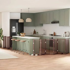 vidaXL Portão cães c/ porta dobrável 12 painéis 600 cm álamo castanho