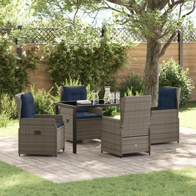 vidaXL Conjunto de Jantar de Jardim 5 Peças Cinza Vime Poliestrada