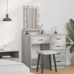 Mesa de maquilhagem vidaXL com luzes LED cinzento sonoma 50x41x140 cm