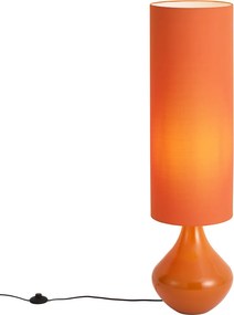 Candeeiro de Pé Retro Laranja com Abajur de Tecido - Mina