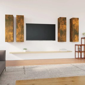 Móveis de TV 4 pcs 30,5x30x110 cm madeira cor carvalho fumado