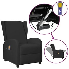 vidaXL Poltrona reclinável elevatória massagens couro artificial preto