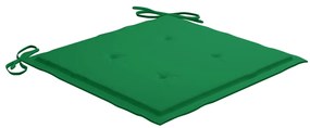 Cadeiras de jardim c/ almofadões verdes 2 pcs teca maciça