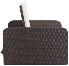 2 pcs conjunto lounge jardim c/ almofadões vime PE castanho