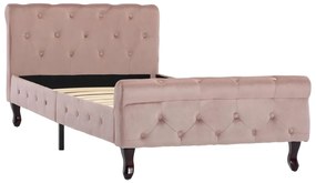 Estrutura de cama 90x200 cm veludo cor-de-rosa