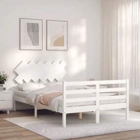 3195262 vidaXL Estrutura de cama de casal com cabeceira madeira maciça branco