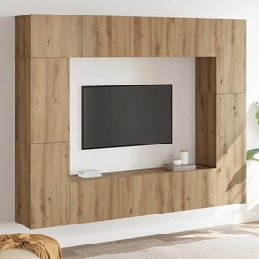 vidaXL Conjunto de móvel de TV com prateleira 8 pcs carvalho artisiano