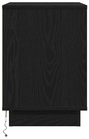 Criado-mudo com LED Carvalho Preto 50x34,5x50 cm