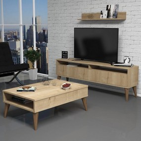 Conjunto de Mobiliário de Sala Best – Carvalho – TV Stand: 150x50x30 c