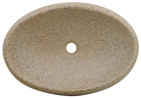 Lavatório de bancada oval 59x40x15 cm cerâmica cor de areia