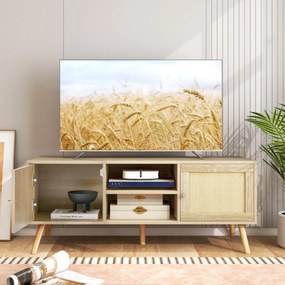 Móvel de TV "Aria" Boho com Portas em Vime PE - 2 Armários e Prateleir