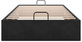 Otomano Bed Frame No Colchão Preto 80x200 cm Veludo